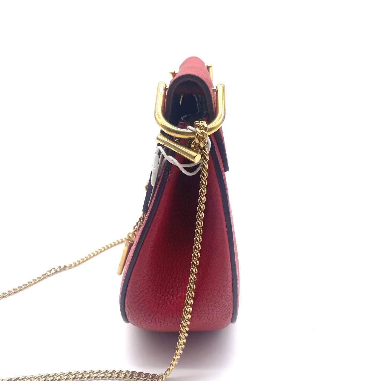 Red Pebbled Leather Drew Bag