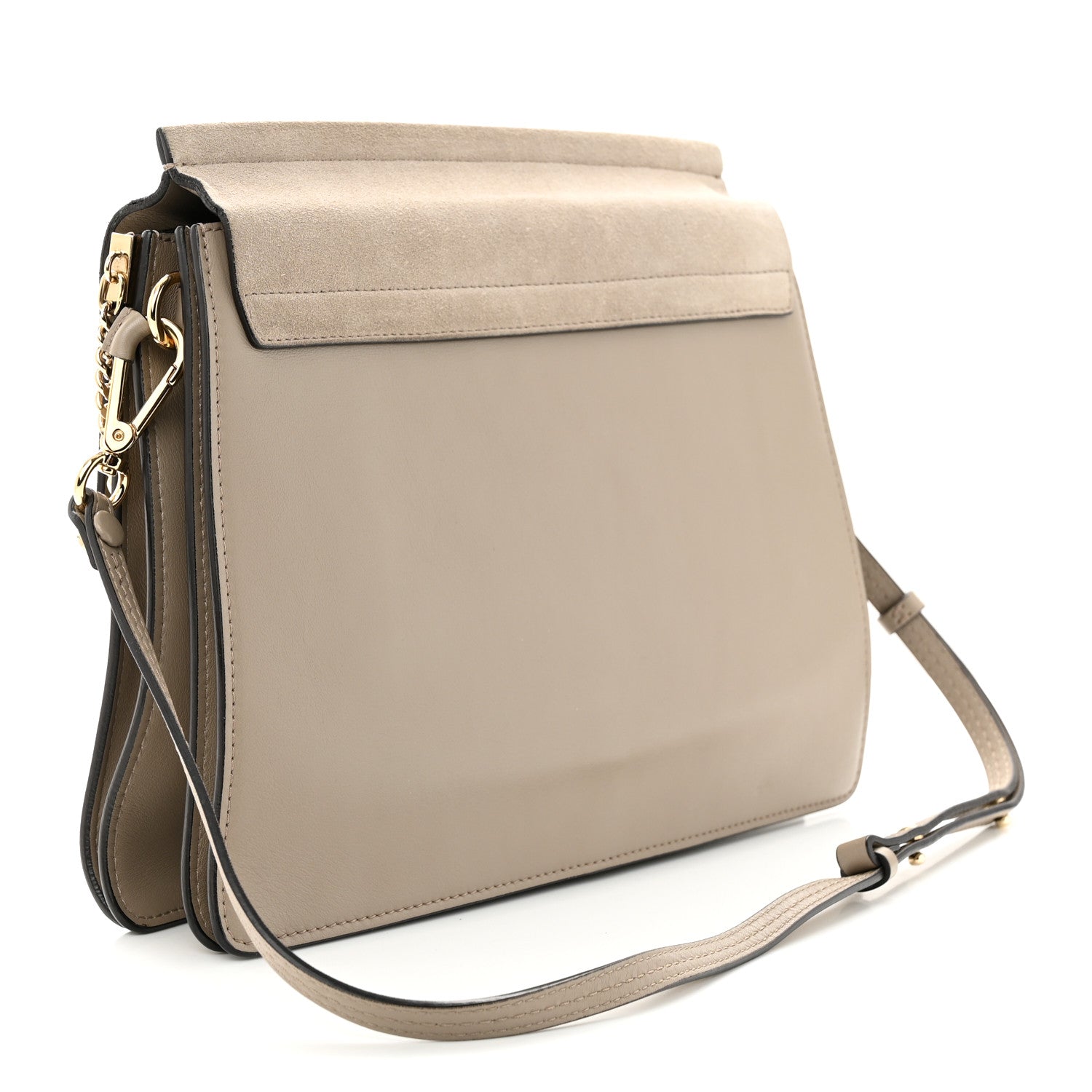 Calfskin Suede Medium Faye Shoulder Bag Motty Grey twins