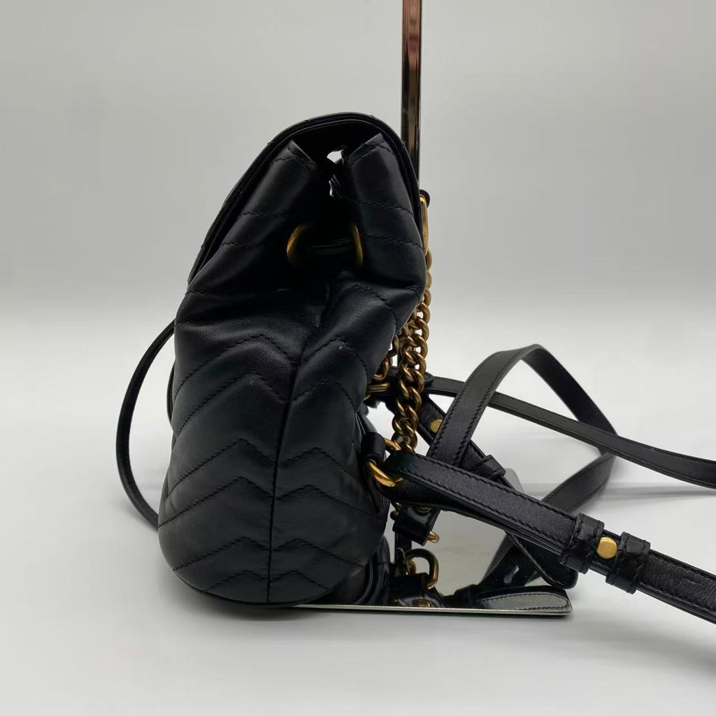Gucci Backpack Rucksack GG Marmont Leather Black