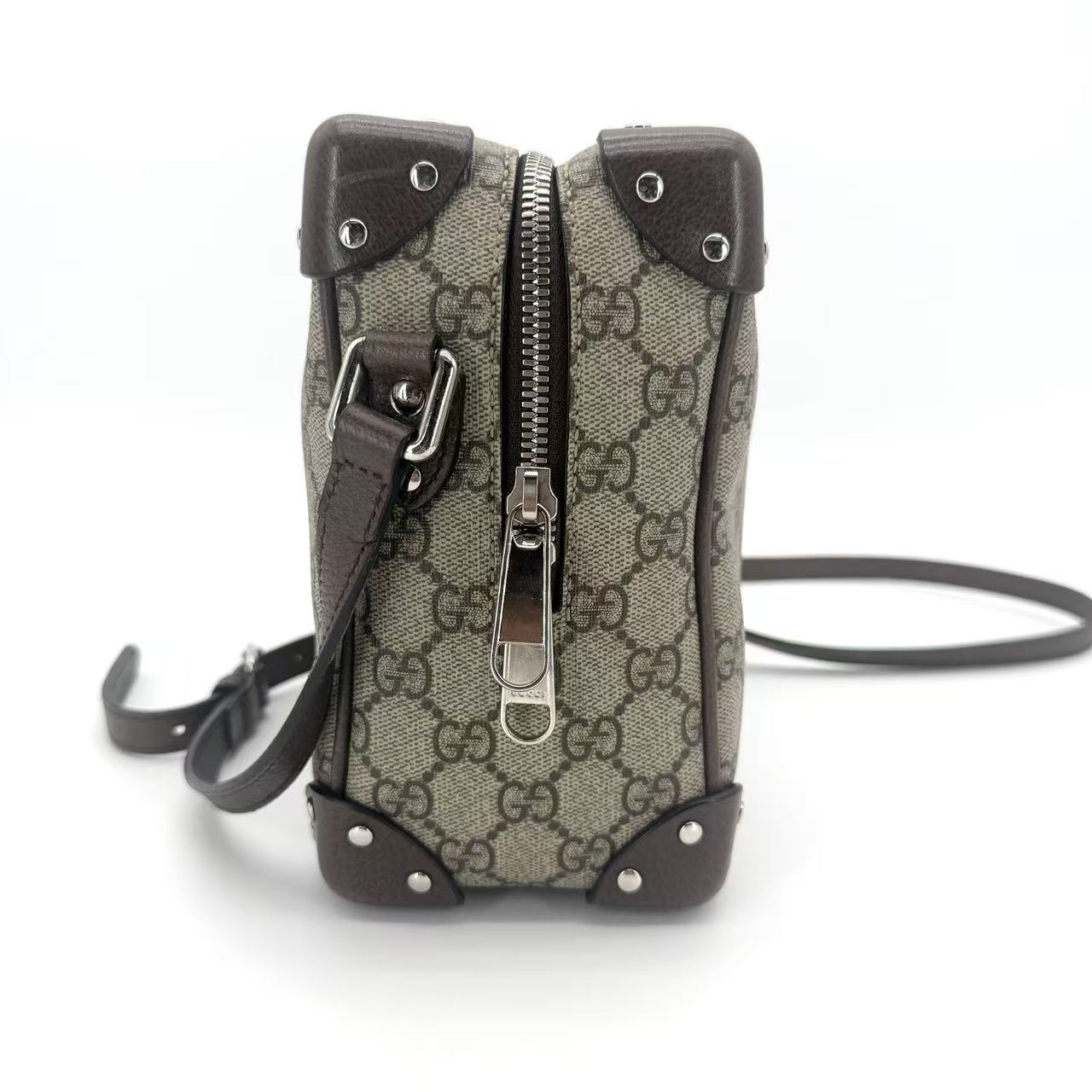 Trunk Shoulder Bag GG Coated Canvas with Studded Leather