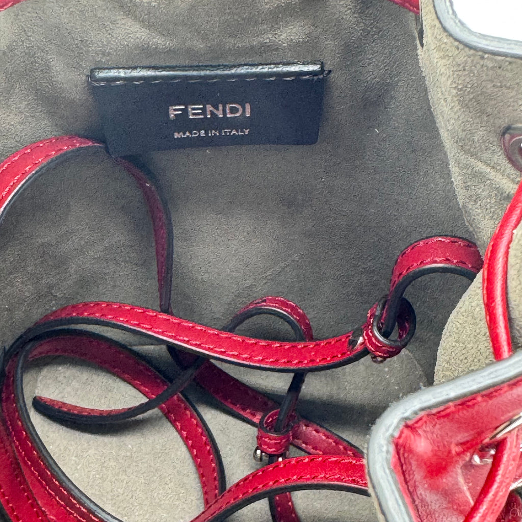 Fendi  Vitello Liberty F is Fendi FF 1974 Embossed Mini Mon Tresor Bucket Bag Fragola