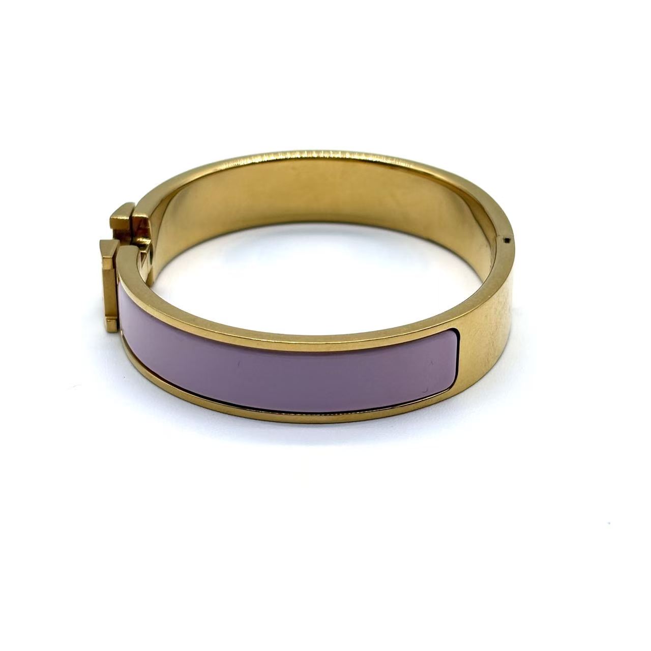 Clic H Pink Enamel Gold Plated Narrow Bracelet