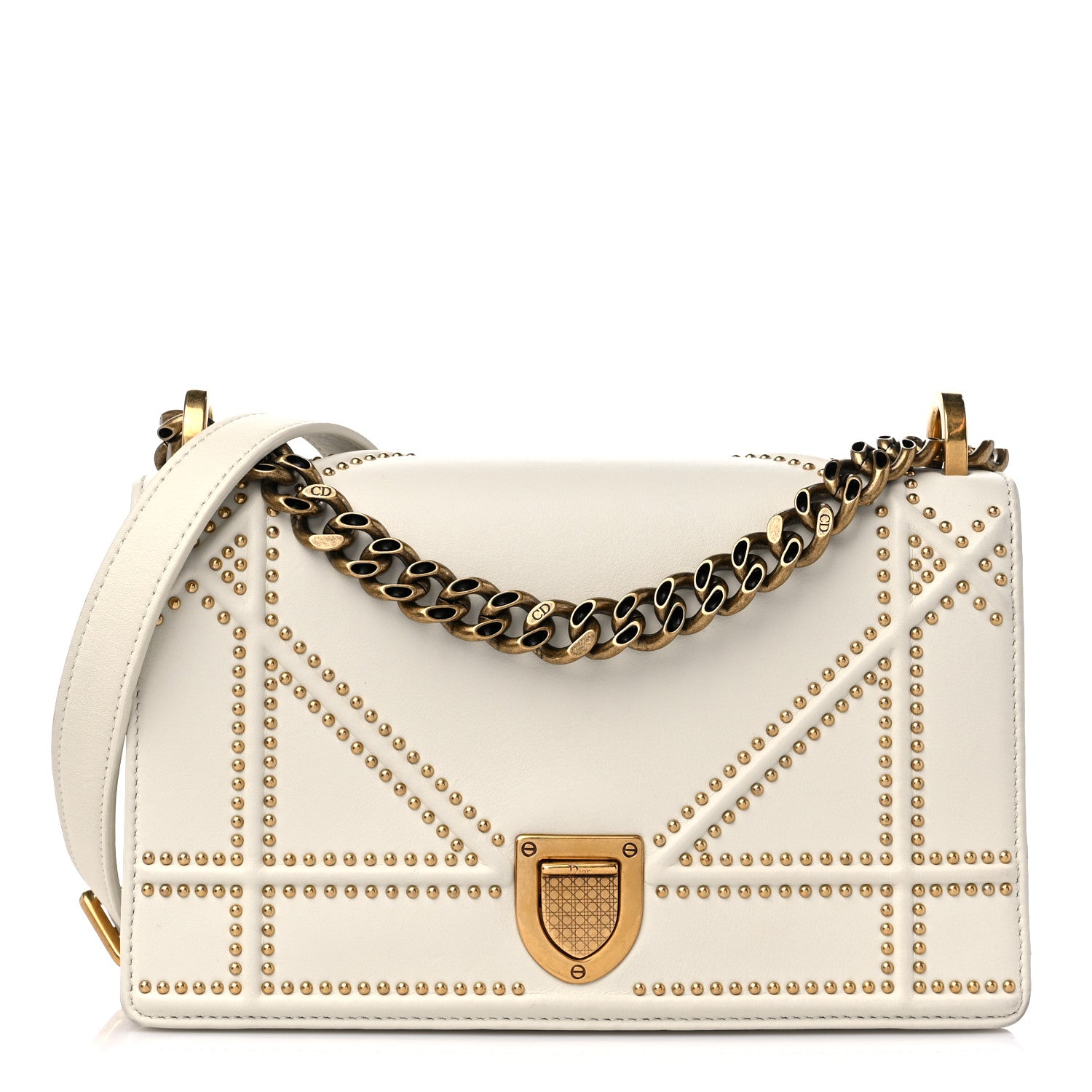 Lambskin Studded Medium Diorama Flap Bag Twins