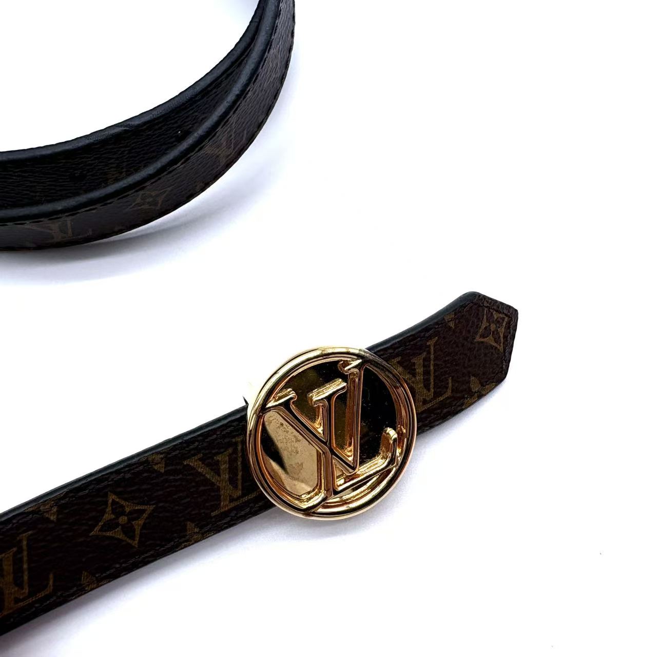 Monogram 20mm LV Circle Reversible Belt Black