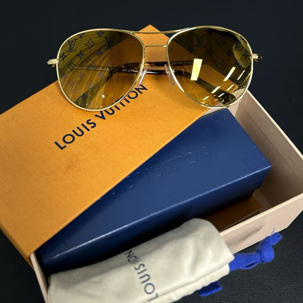 Goldtone Metal Frame Monogram Conspiration Pilote Sunglasses Twins LDJ3941