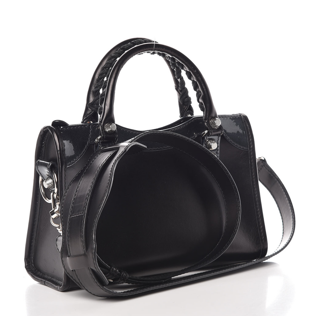 Smooth Calfskin Metallic Patent Giant 12 Silver Hardware Mini City Twins