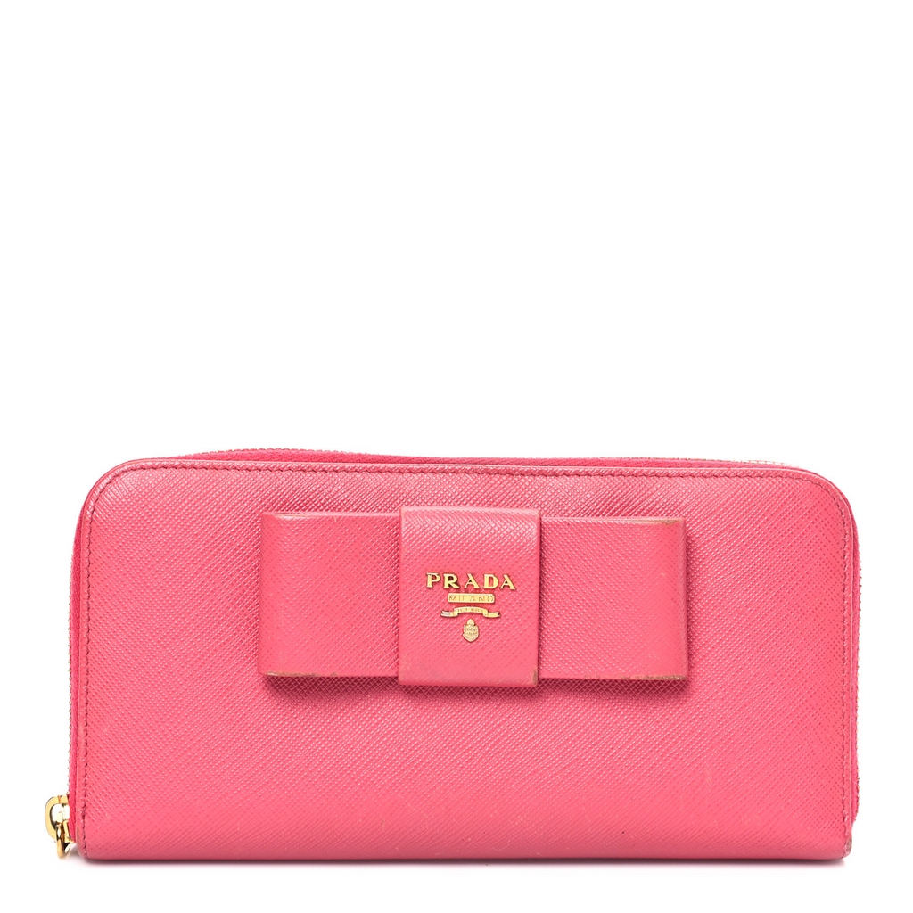 Saffiano Fiocco Bow Zip Around Wallet Twins