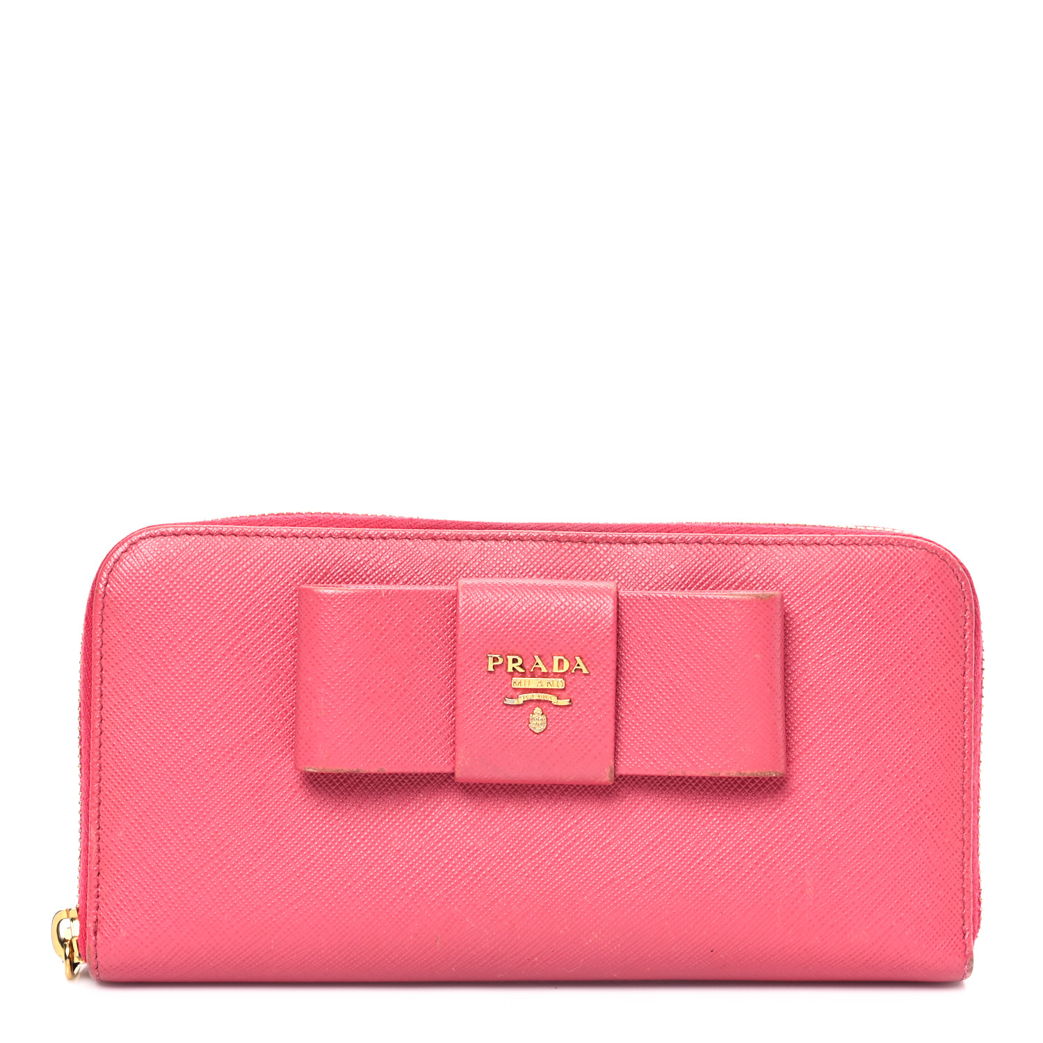 Saffiano Fiocco Bow Zip Around Wallet Twins