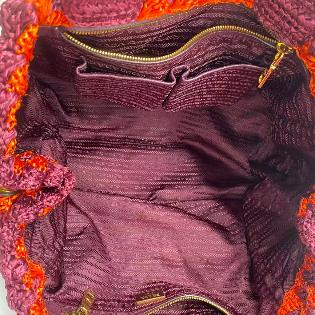 Raffia Big Tote Bag Orange