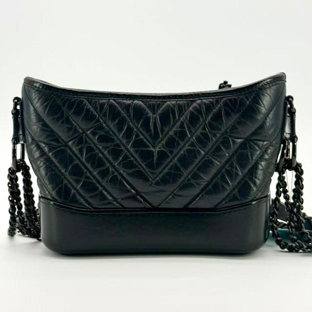 So Black Gabrielle Hobo Chevron Aged Calfskin Small