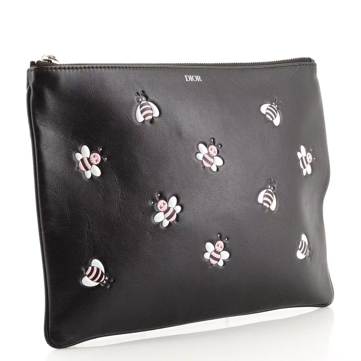 KAWS Zip Pouch Embossed Leather Twins