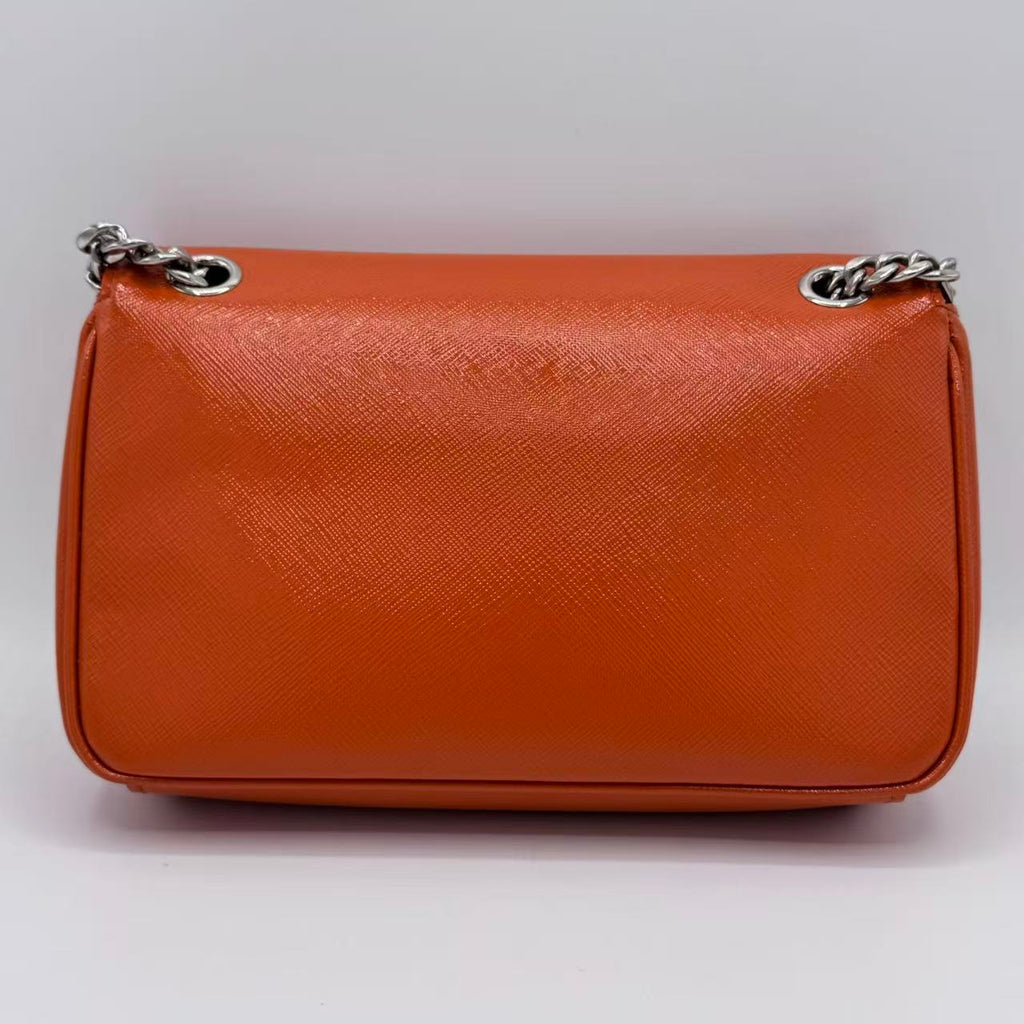 Orange Saffiano Vernice Sound Lock Crossbody