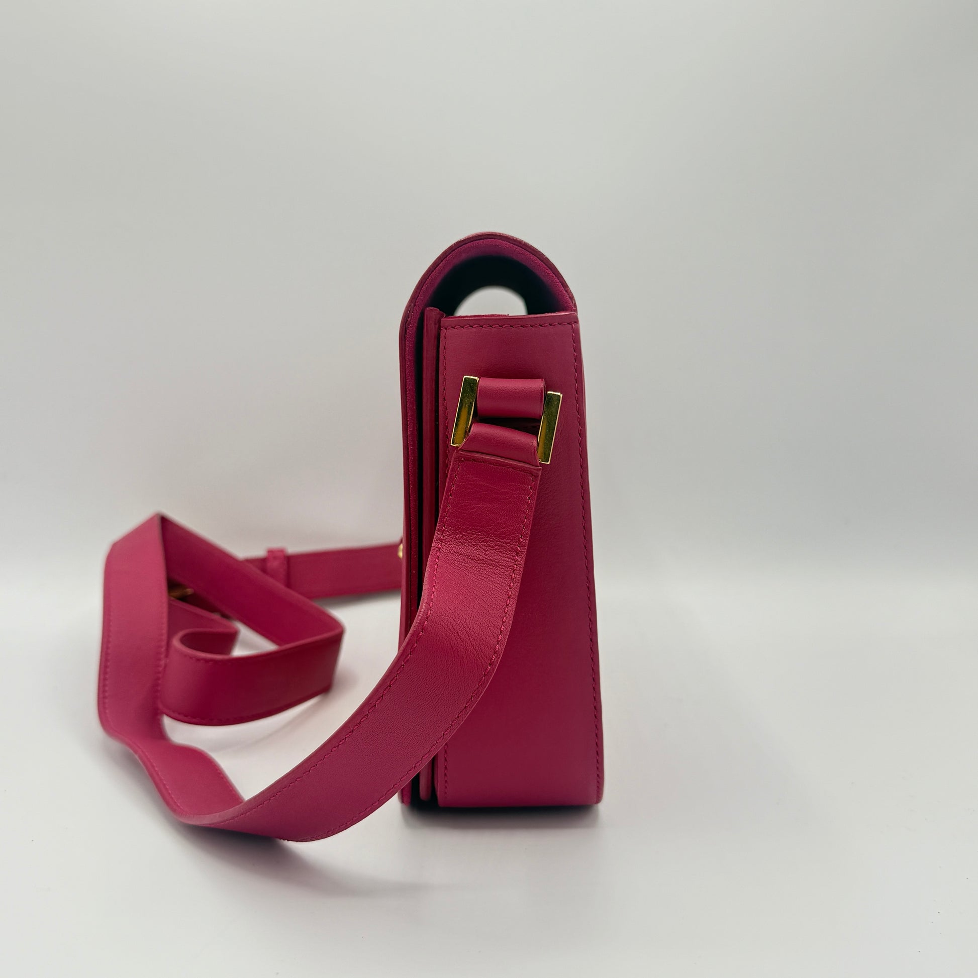 Calfskin Classic Y Satchel Fuchsia