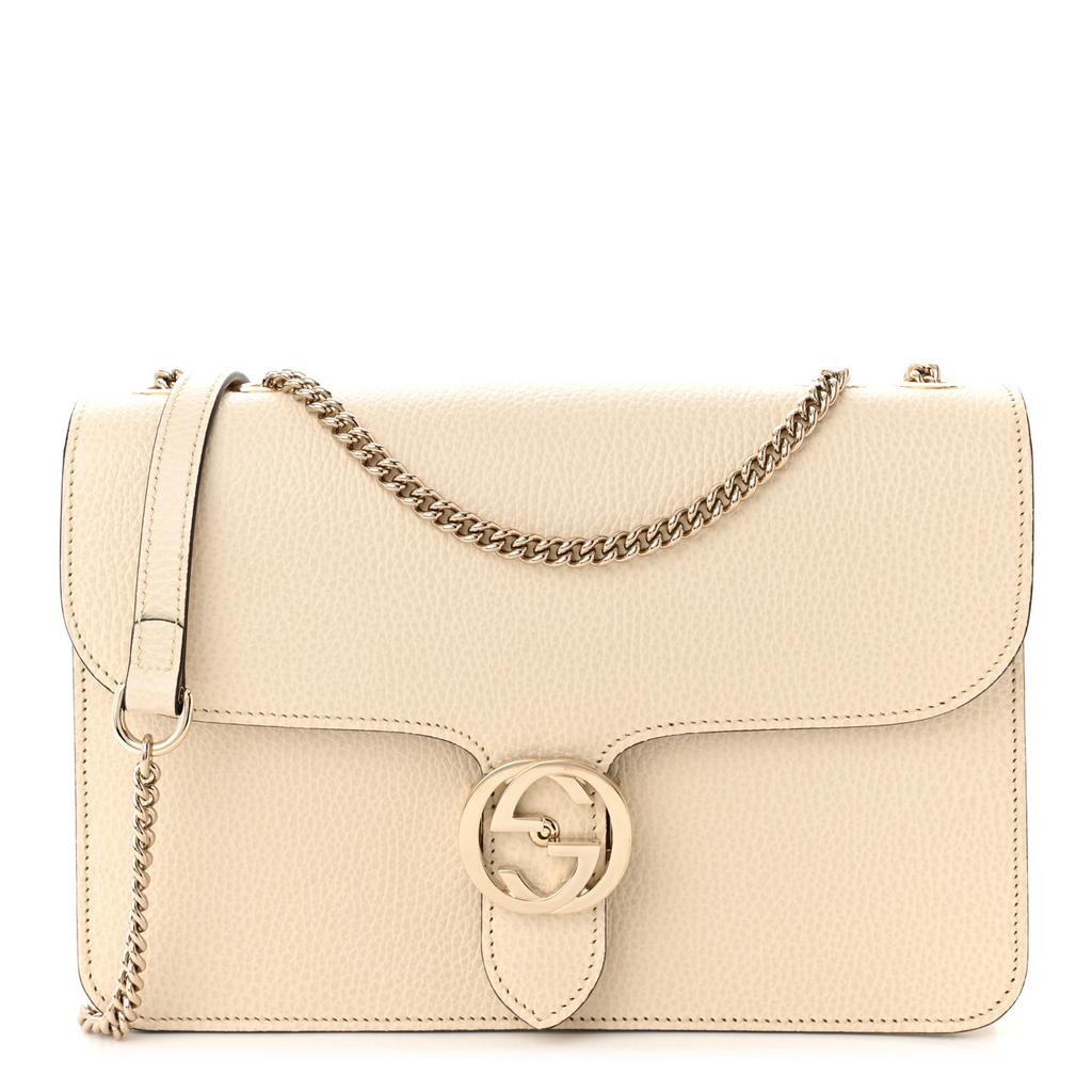 Dollar Calfskin Interlocking G Shoulder Bag Ivoire Medium Twins