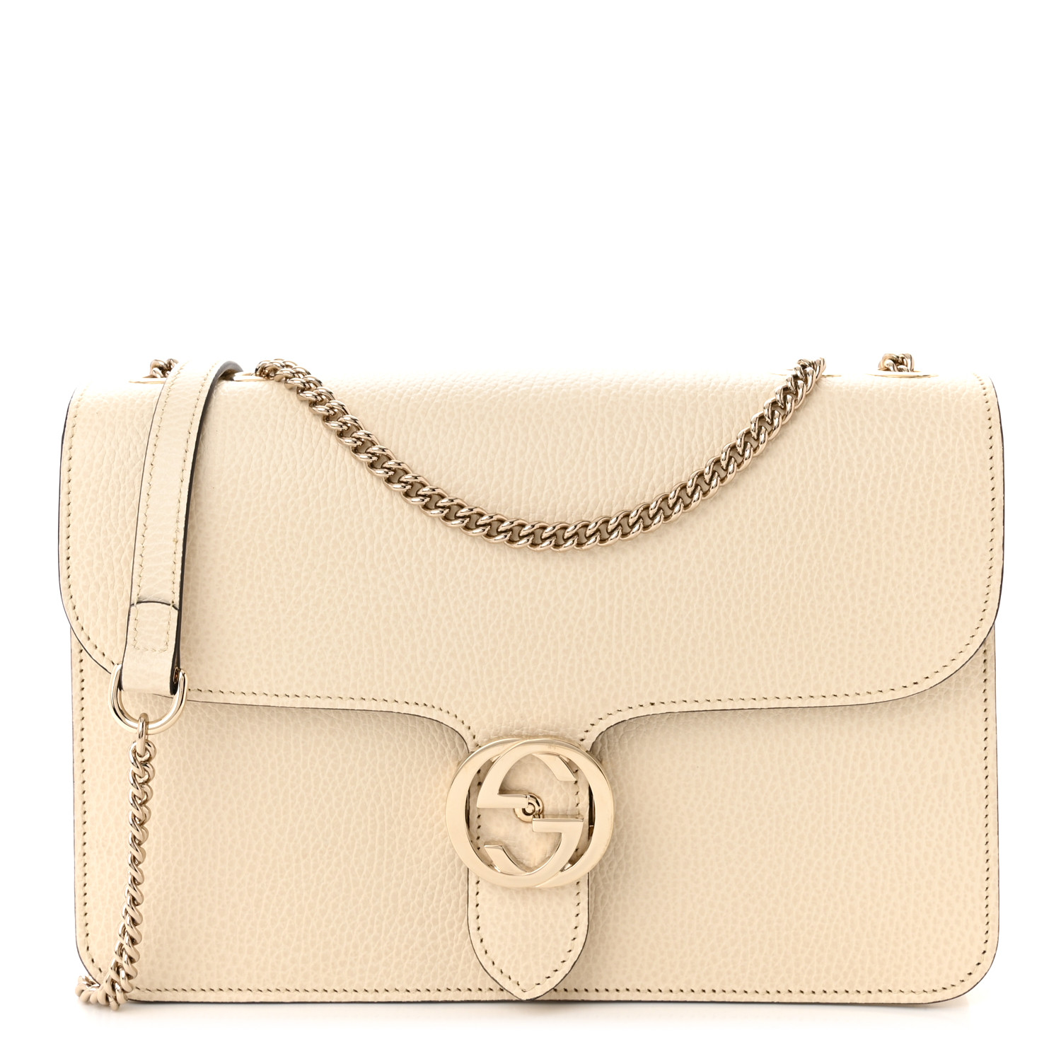 Dollar Calfskin Interlocking G Shoulder Bag Ivoire Medium Twins
