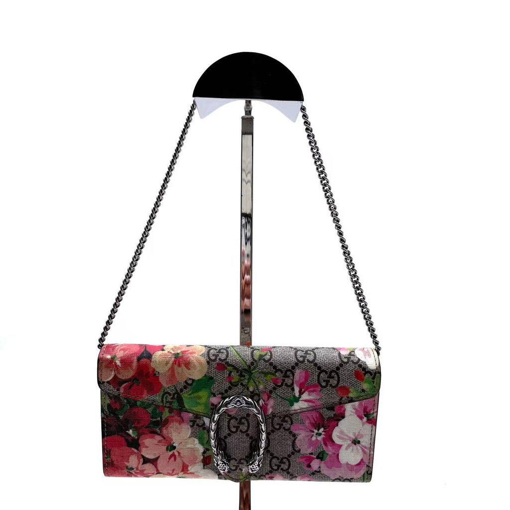 Dionysus Chain Wallet Blooms Print GG Coated Canvas Long