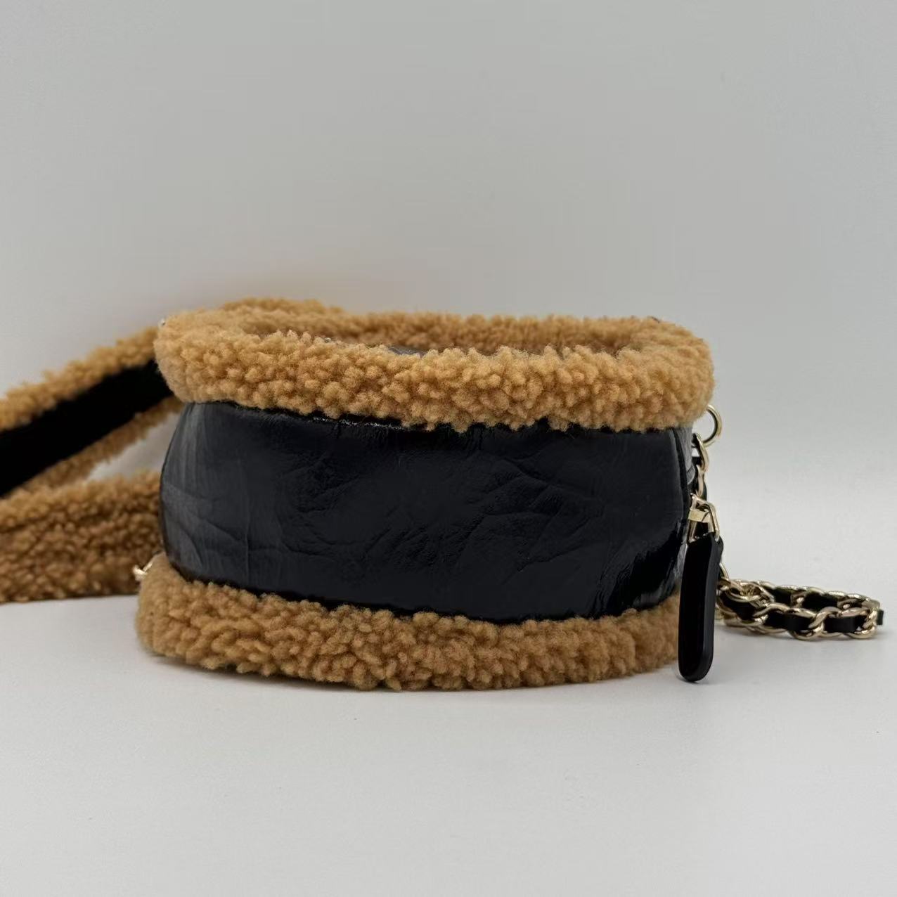 Chanel Crossbody Mini Round CC Shearling Bag