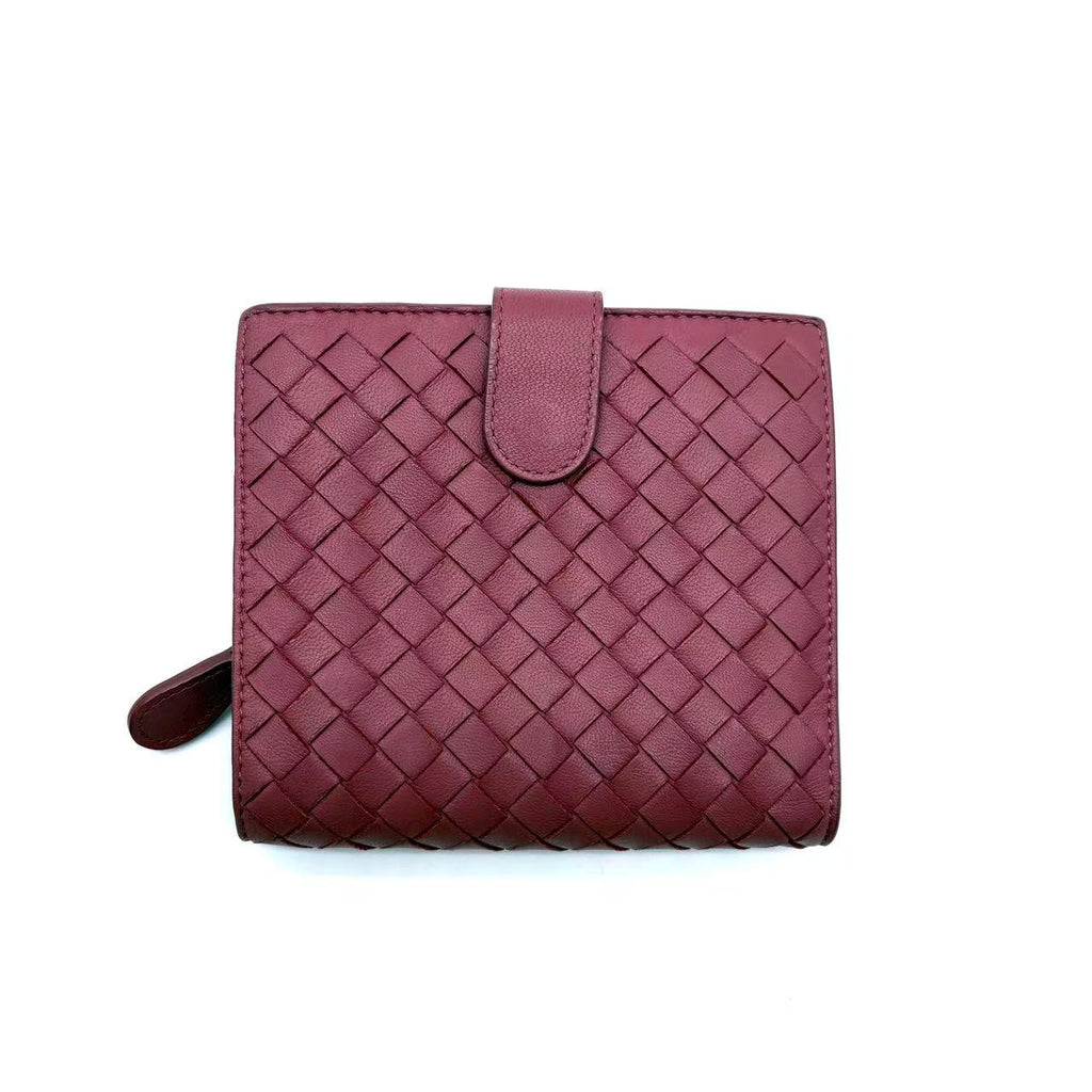 Intrecciato Woven Nappa Leather Compact Wallet