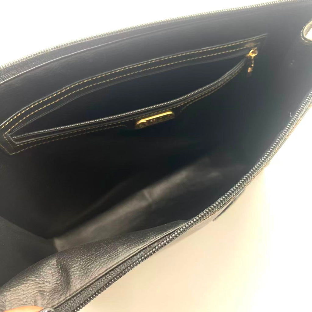Fendi Brown Zucca Coated Canvas Leather Zip Pouch