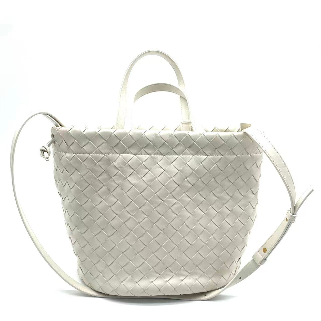 White leather Intrecciato Small Castello
