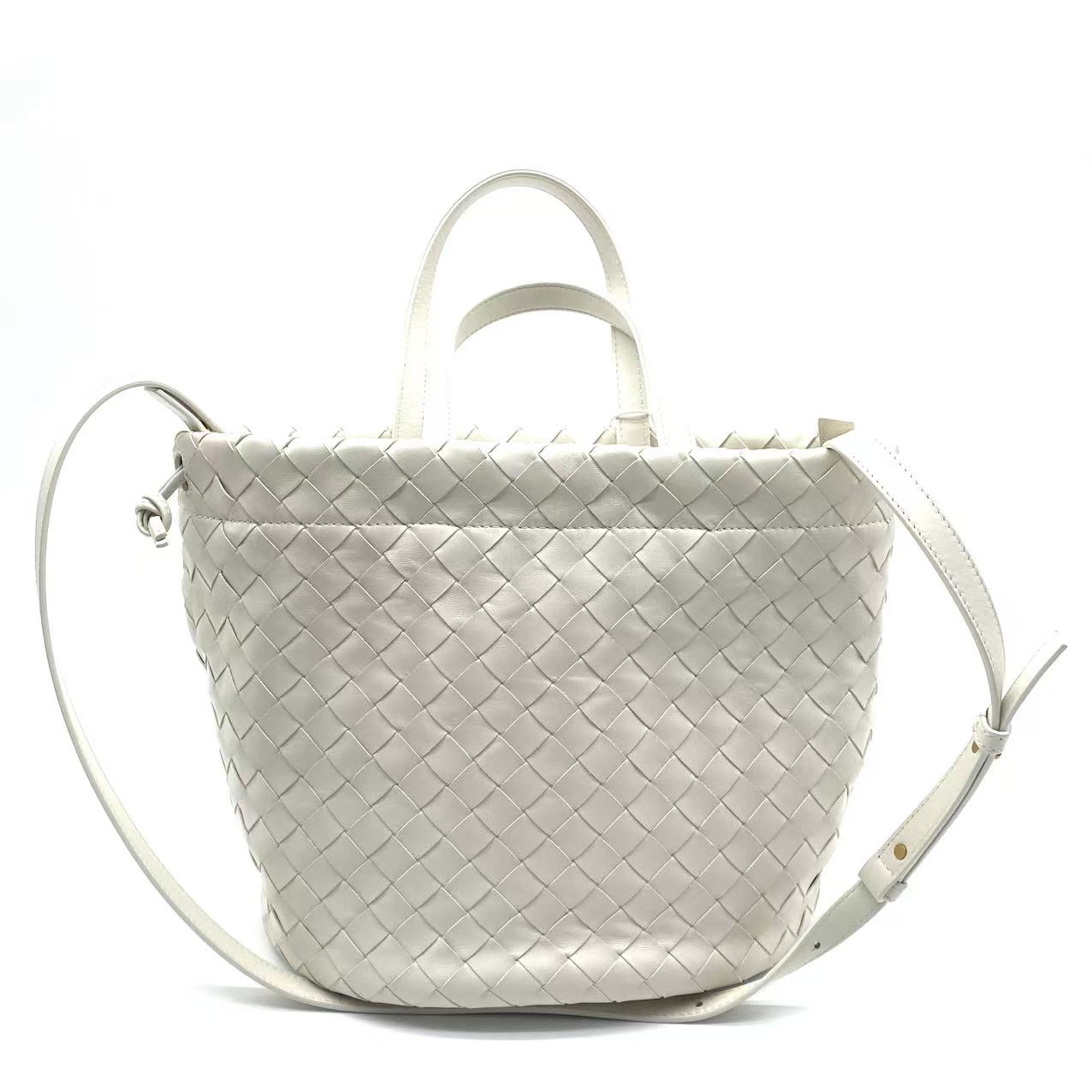 White leather Intrecciato Small Castello
