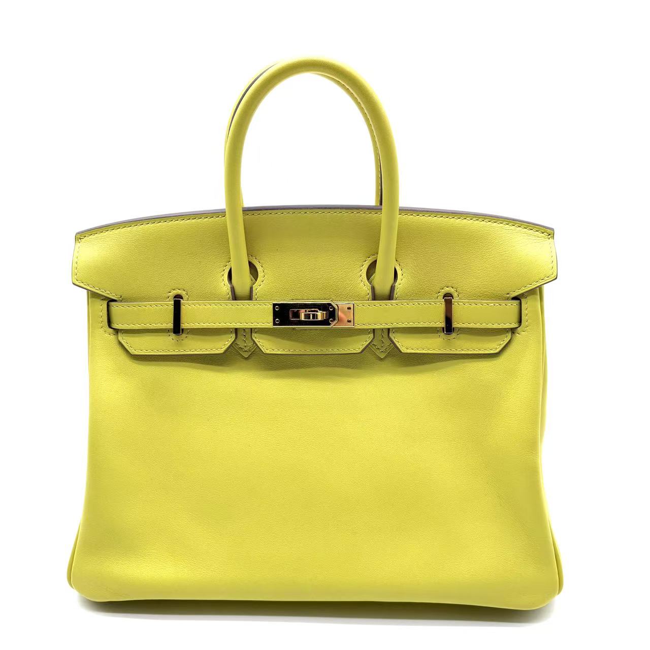 Birkin 25 Handbag Lime with Gold Hardware