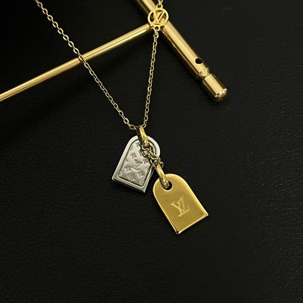 Nanogram Name Tag Necklace Metal Twins LDJ4057