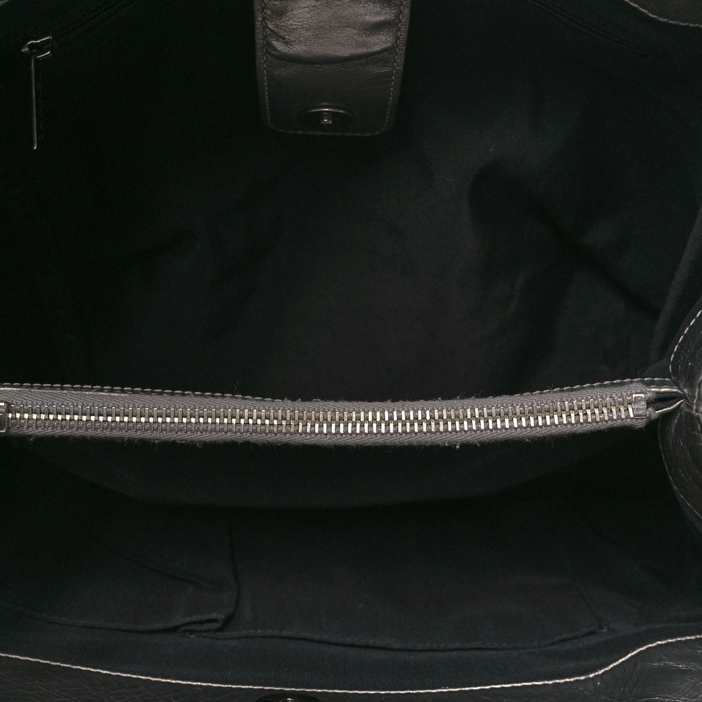Metallic Calfskin Small Chain Me Tote Silver twins