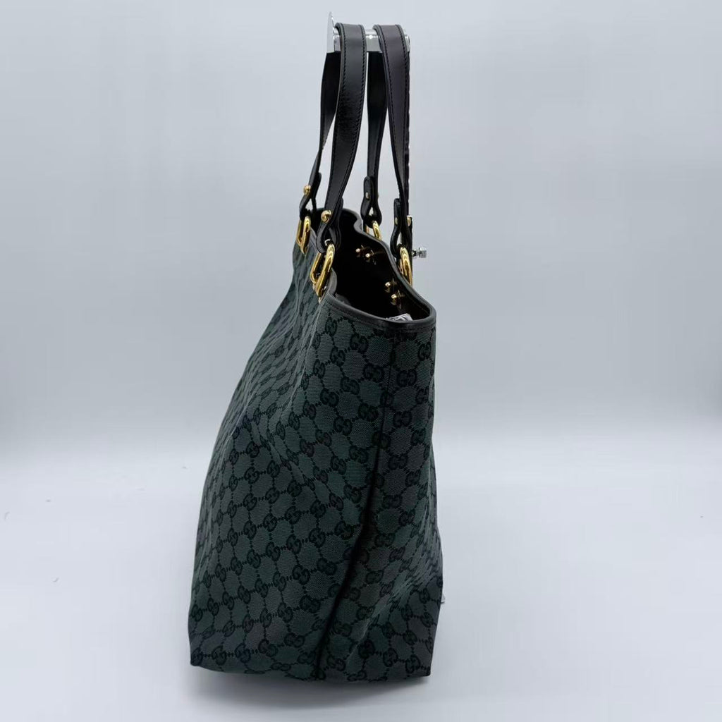 Green GG Canvas Tote Dark green