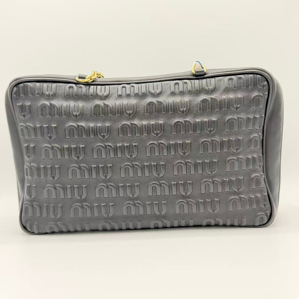 Softy Chain Camera Bag Logo Embossed Leather