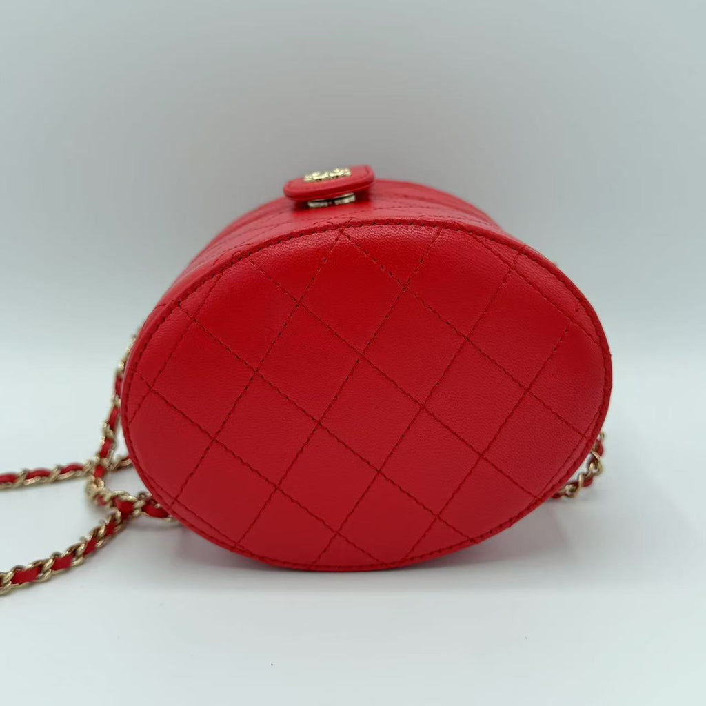 Chanel Quilted Small Round Vanity With Chain