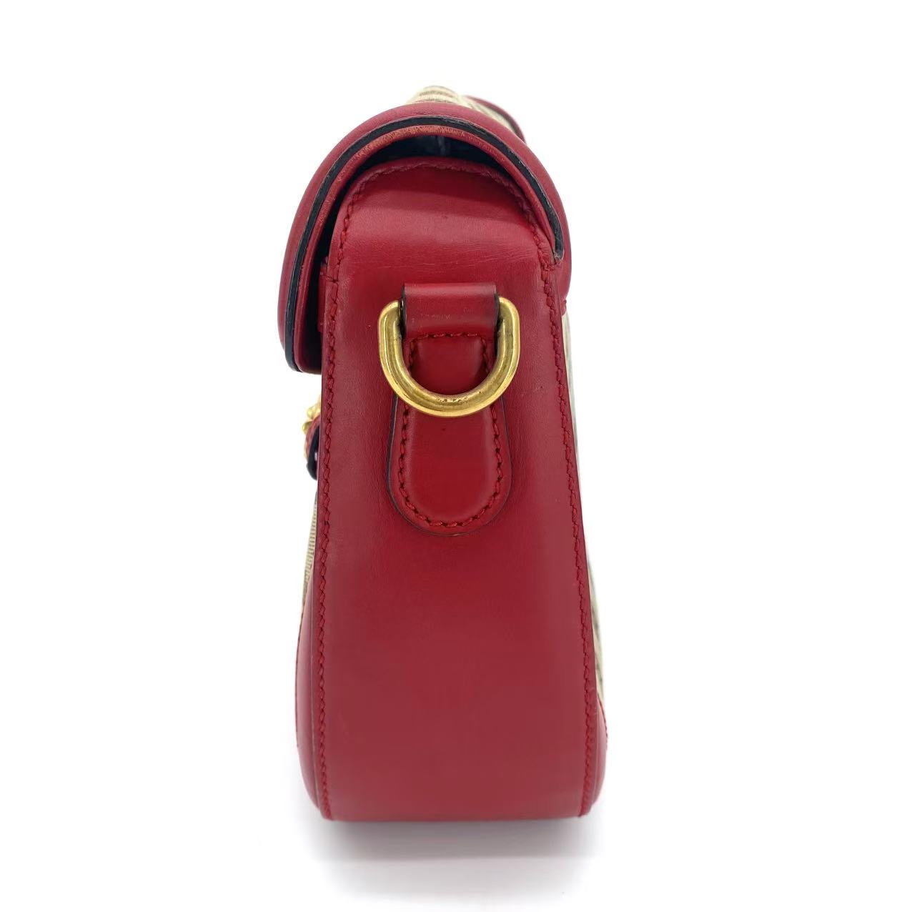 Monogram Ruinart Calfskin Medium Lady Web Shoulder Bag Beige Ebony Hibiscus Red