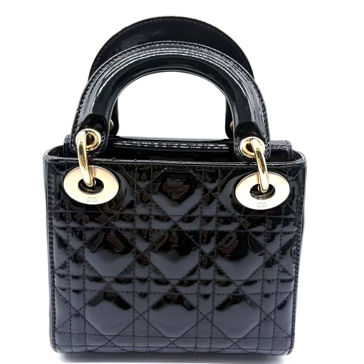 Lady Dior Chain Bag Cannage Quilt Patent Mini