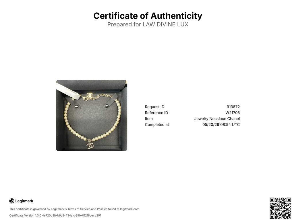 Chanel CC Pendant Short Necklace Faux Pearls and Metal with Crystals Twins W21705