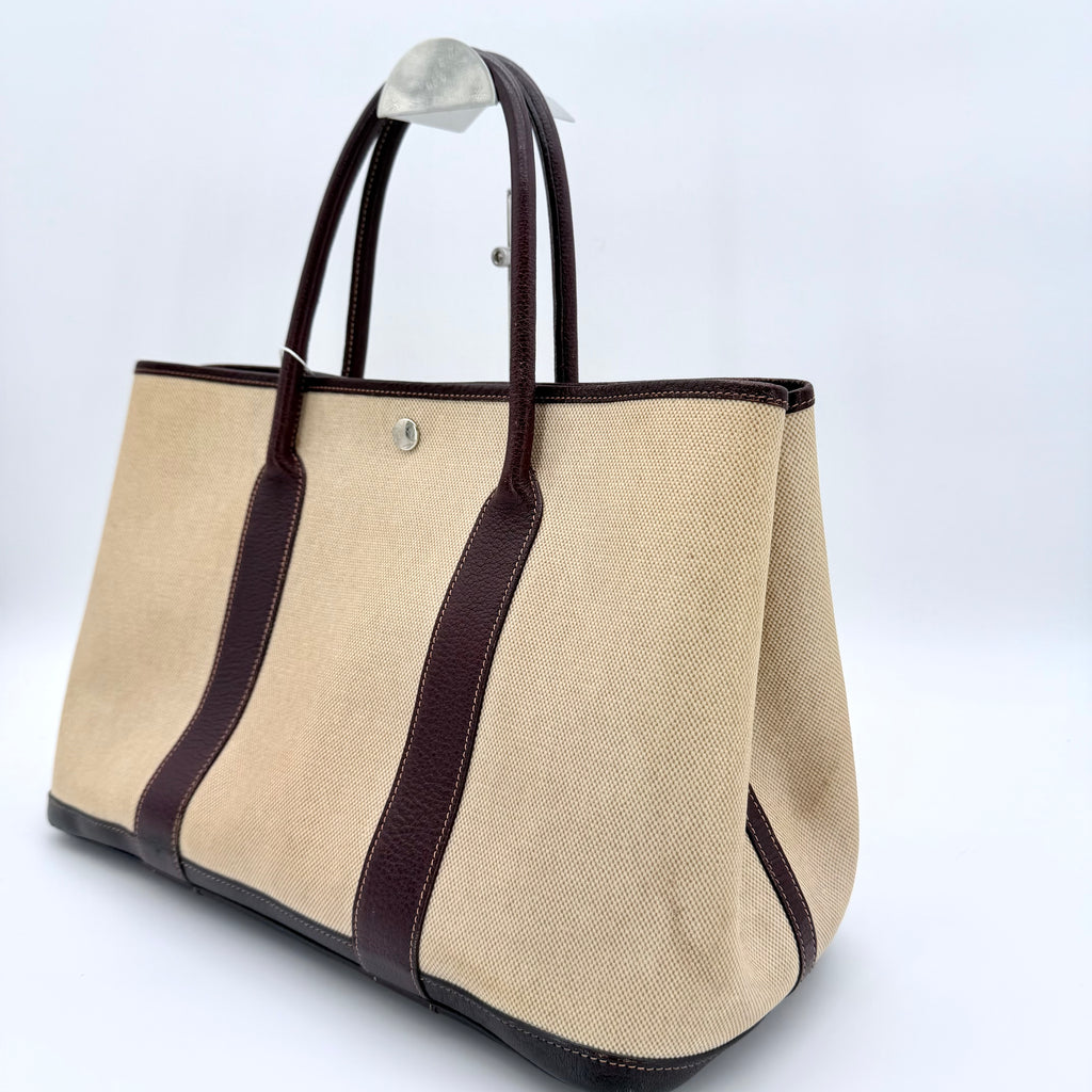 Buffle Skipper Toile Garden Party 36 MM Tote Marron Fonce
