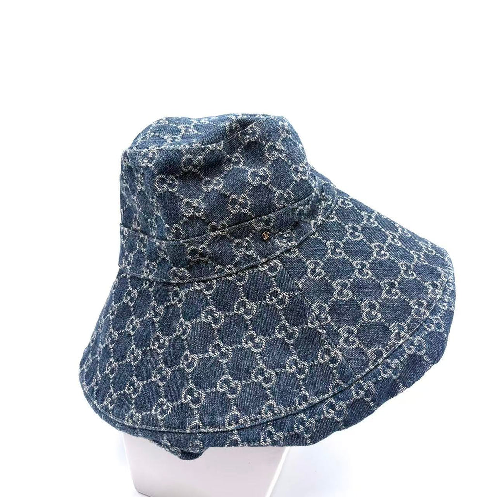 GG Denim Wide Brim Sun Hat