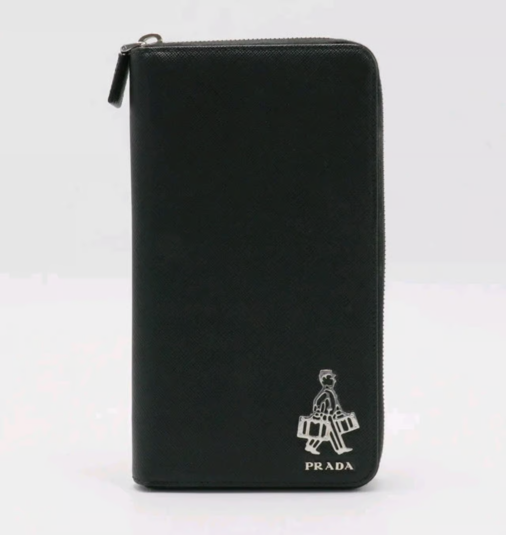 Vertical Bifold Travel Wallet Saffiano Black Leather W22780