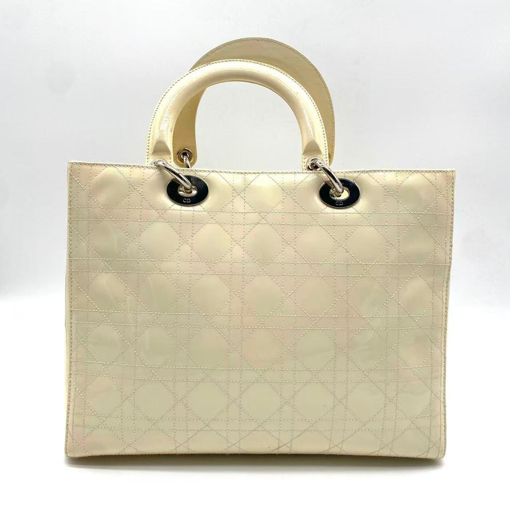 Lady Dior Bag Cannage Quilt Patent Large