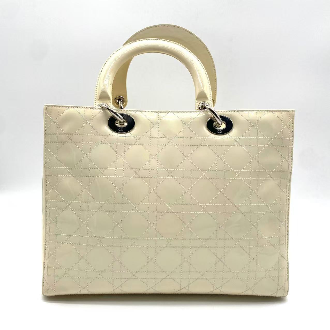 Lady Dior Bag Cannage Quilt Patent Large