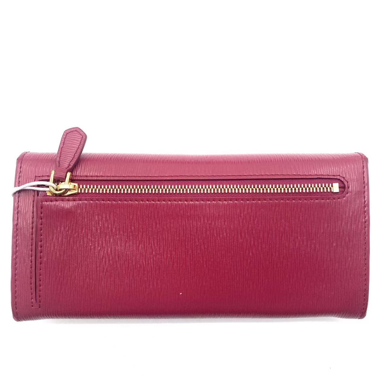 Fold Wallet Saffiano Leather Pink