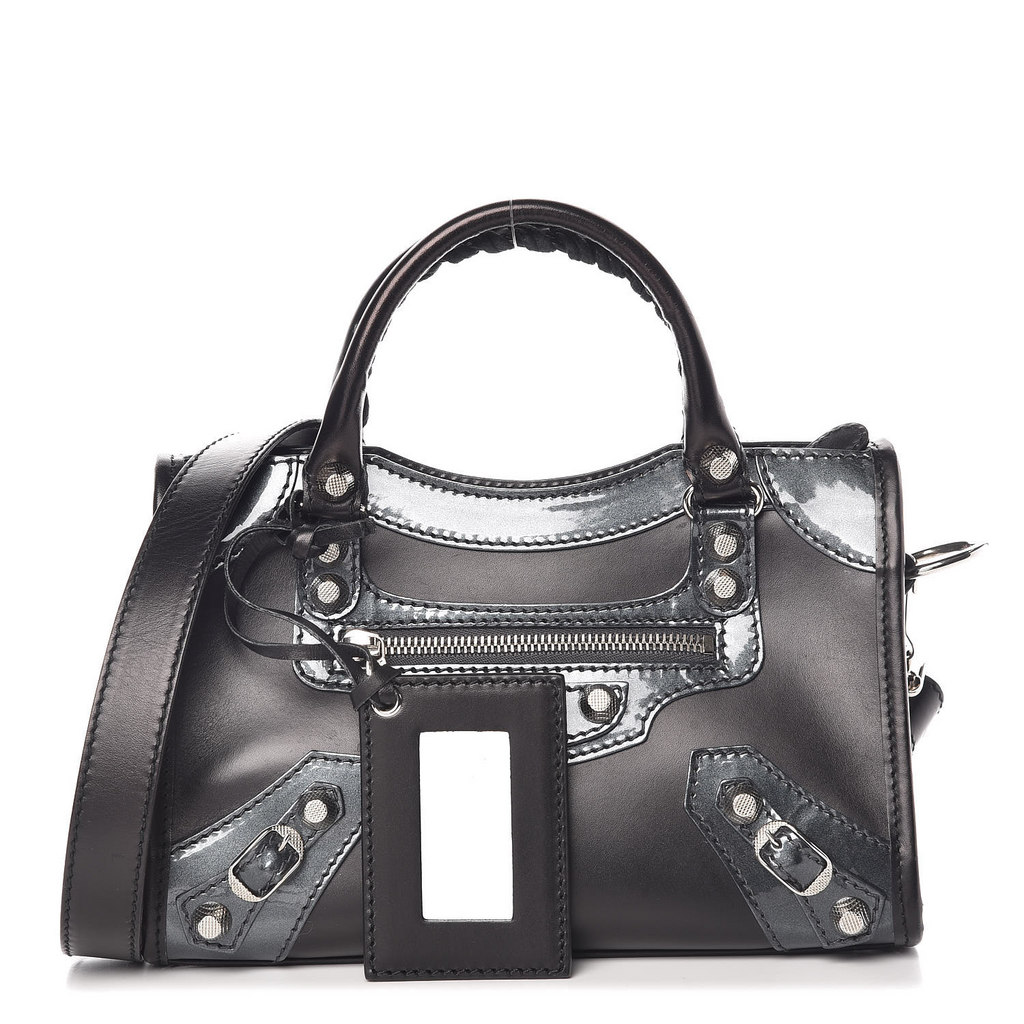 Smooth Calfskin Metallic Patent Giant 12 Silver Hardware Mini City Twins