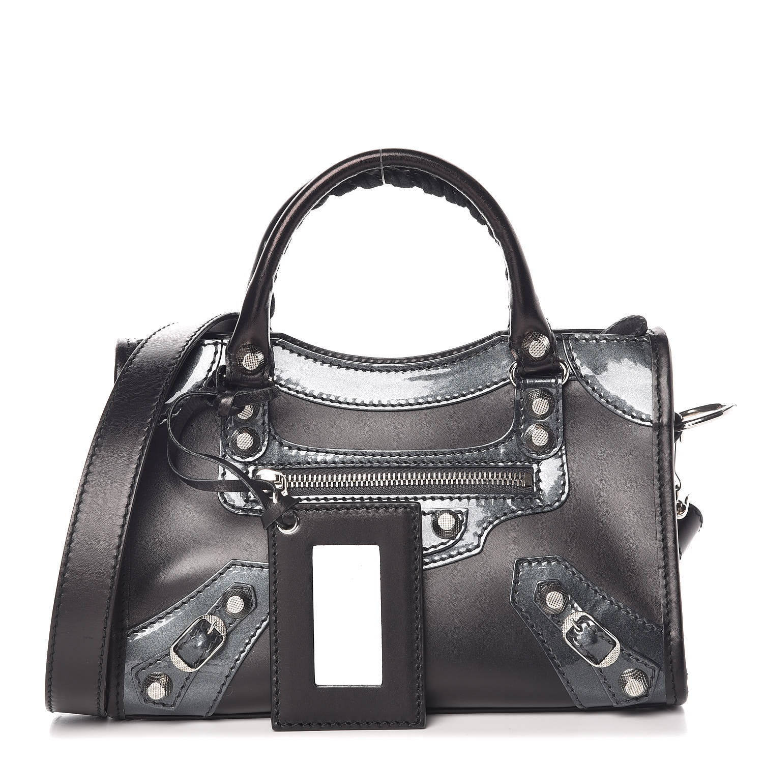 Smooth Calfskin Metallic Patent Giant 12 Silver Hardware Mini City Twins