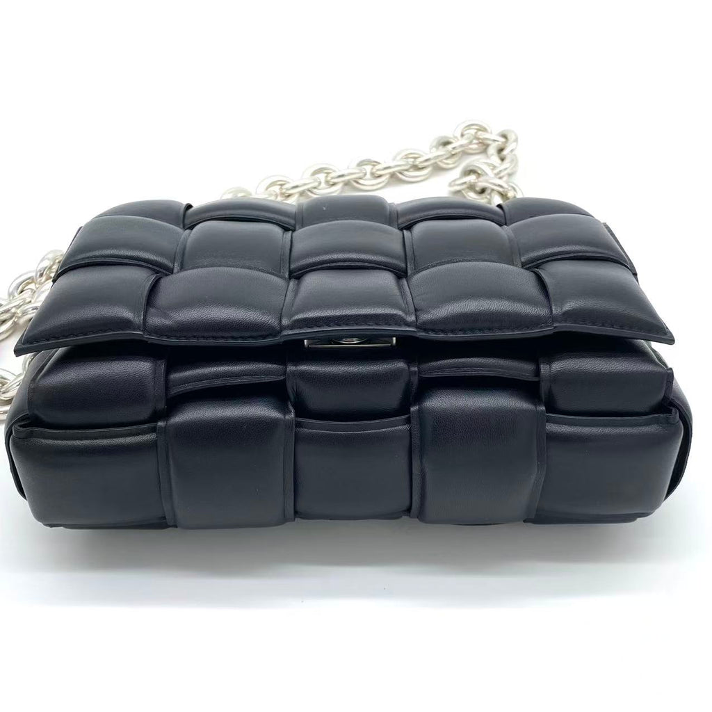 Cassette Chain Crossbody Bag Padded Maxi Intrecciato Leather
