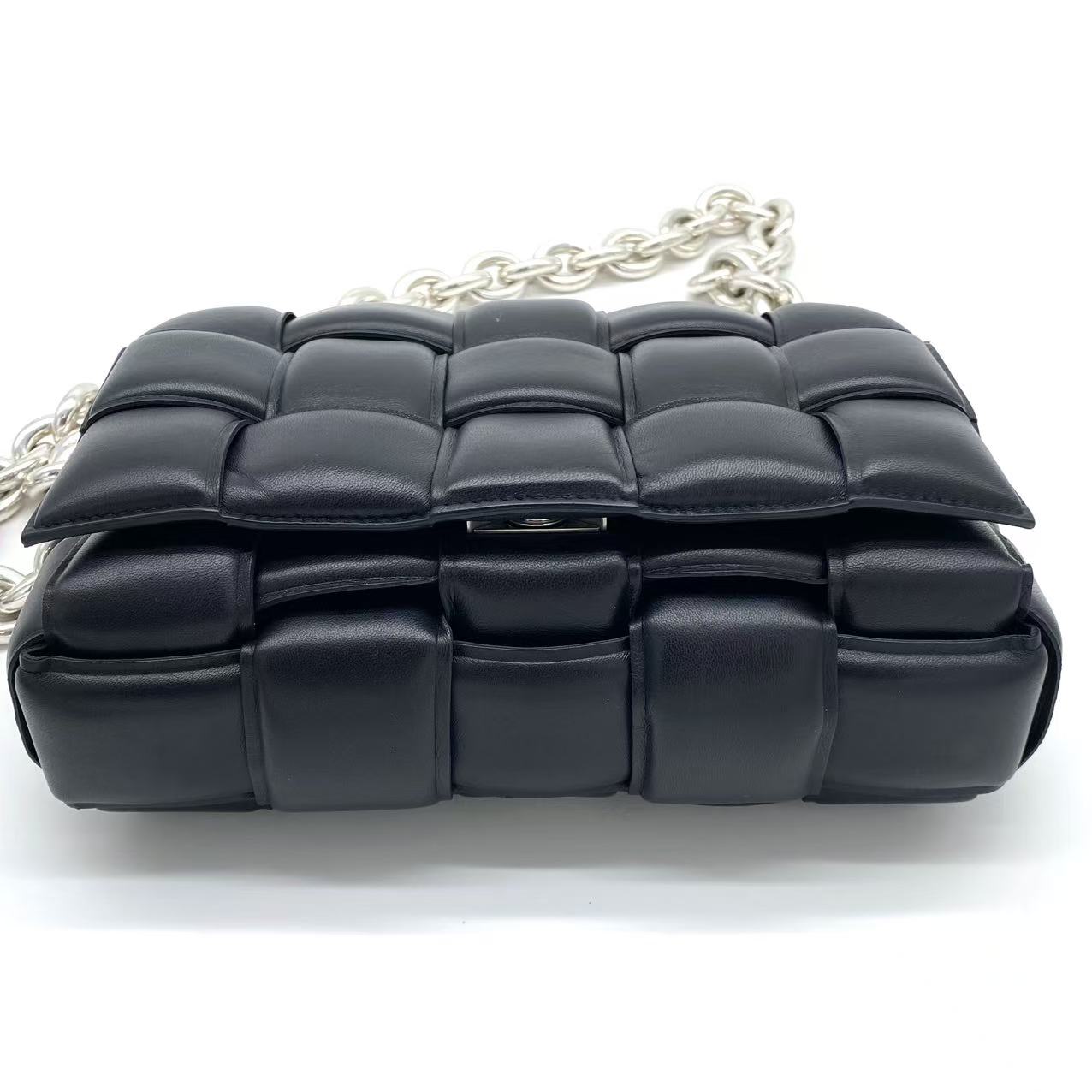 Cassette Chain Crossbody Bag Padded Maxi Intrecciato Leather
