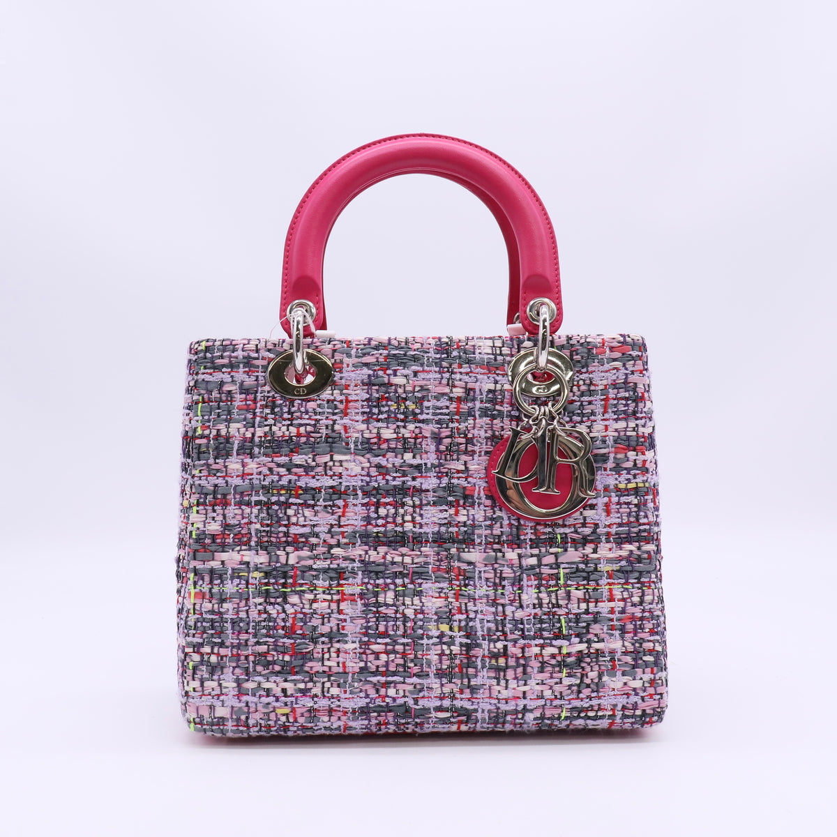 Dior Tweed Medium Lady Dior Bag - Pink Multicolor twins LDJ6612