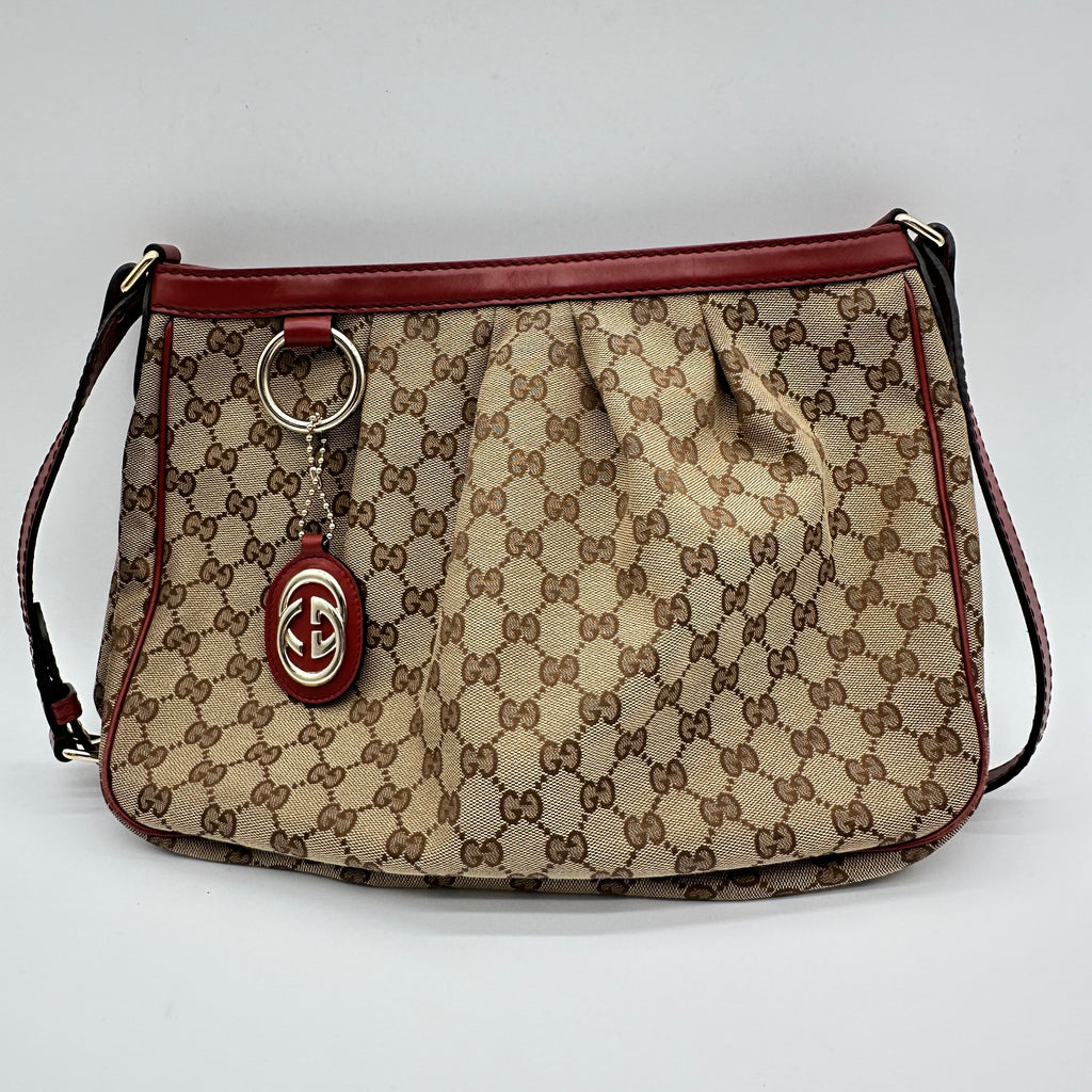 Maroon/Ebony GG Canvas Medium Sukey Messenger Bag