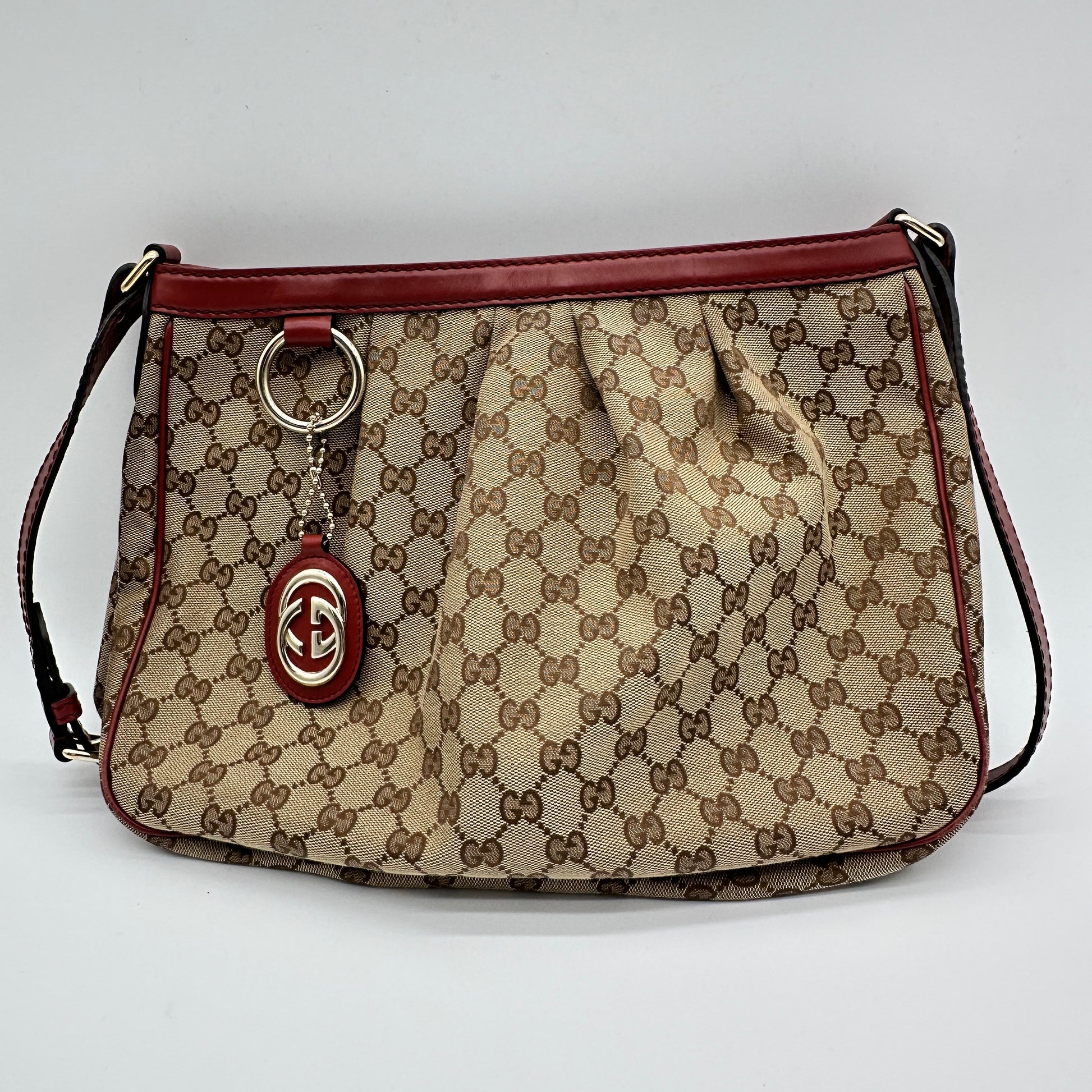 Maroon/Ebony GG Canvas Medium Sukey Messenger Bag