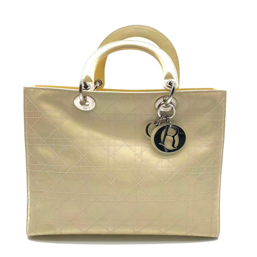 Lady Dior Bag Cannage Quilt Patent Large