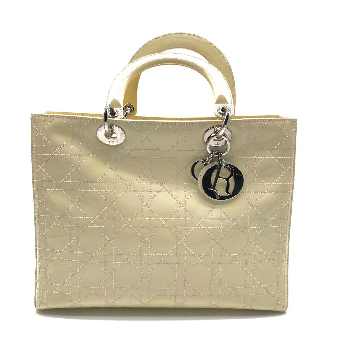 Lady Dior Bag Cannage Quilt Patent Large