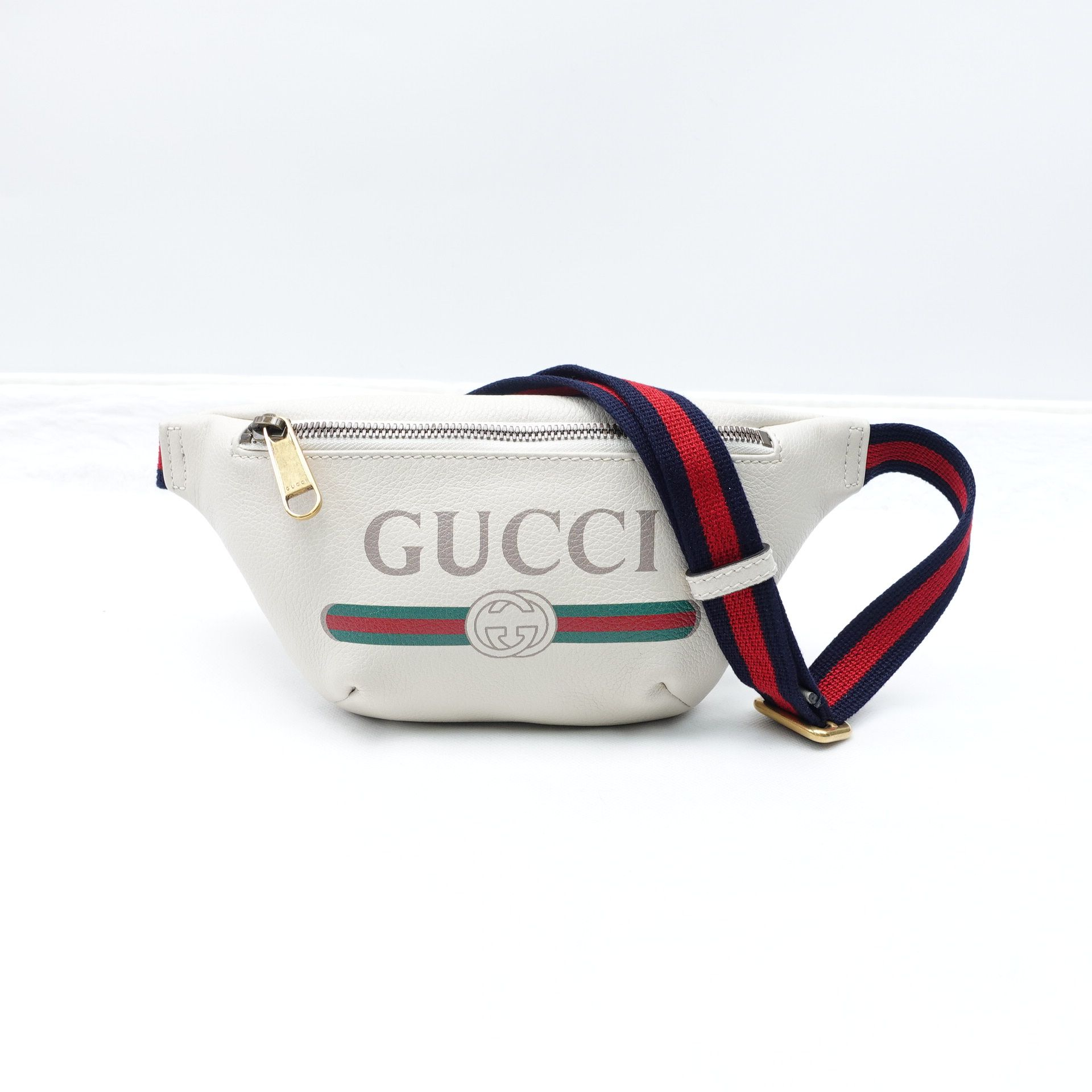 Beltbag Belt Logo Ivory Leather Web